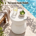 Gardeon Outdoor Side Table MGO Hourglass Garden Stool Terrazzo Look White
