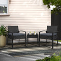 Gardeon 3PC Wicker Bistro Set Black Outdoor Patio Furniture Lounge