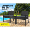 Gardeon 3PC Wicker Bistro Set Black Outdoor Patio Furniture Lounge