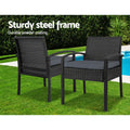 Gardeon 3PC Wicker Bistro Set Black Outdoor Patio Furniture Lounge