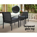 Gardeon 3PC Wicker Bistro Set Black Outdoor Patio Furniture Lounge