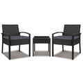 Gardeon 3PC Wicker Bistro Set Black Outdoor Patio Furniture Lounge