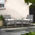 Gardeon 3PC Wicker Bistro Set Outdoor Patio Lounge Grey