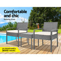 Gardeon 3PC Wicker Bistro Set Outdoor Patio Lounge Grey