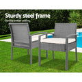 Gardeon 3PC Wicker Bistro Set Outdoor Patio Lounge Grey