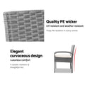 Gardeon 3PC Wicker Bistro Set Outdoor Patio Lounge Grey