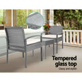 Gardeon 3PC Wicker Bistro Set Outdoor Patio Lounge Grey
