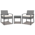 Gardeon 3PC Wicker Bistro Set Outdoor Patio Lounge Grey