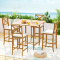 Gardeon Acacia Wood Outdoor Bar Set 5 Piece Patio Table Stools