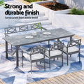 Gardeon 5 Piece Outdoor Dining Set Grey Wooden Table Chairs