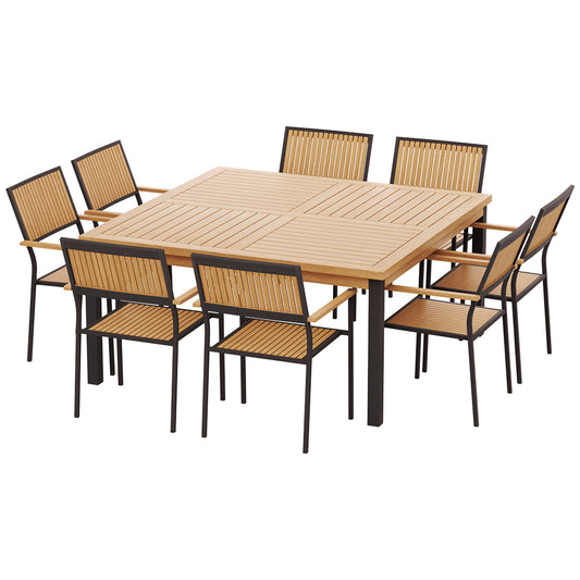 Gardeon 9pc Outdoor Dining Set Wooden Table Chairs
