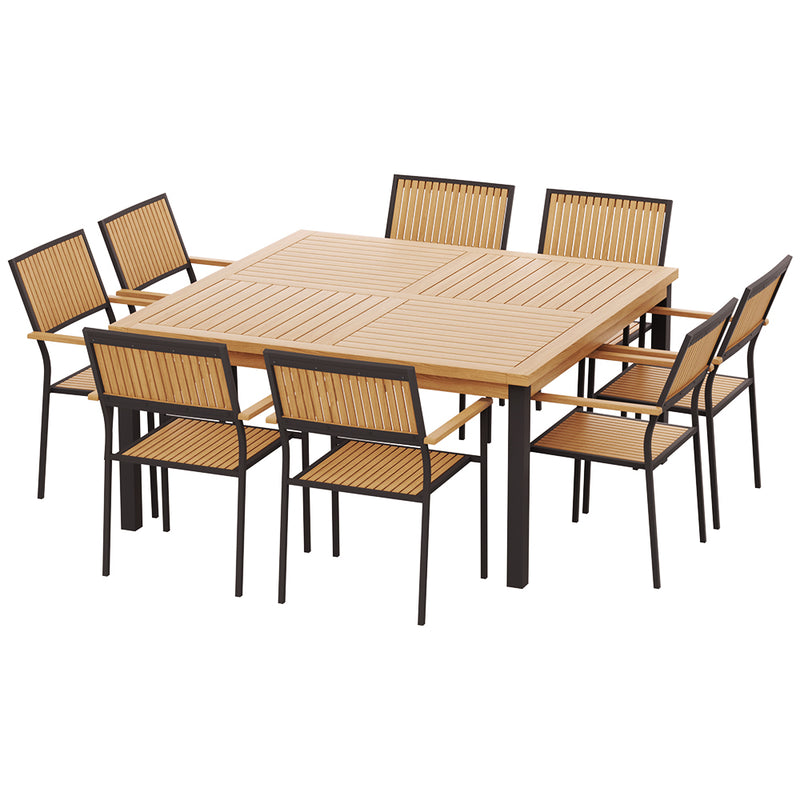 Gardeon 9pc Outdoor Dining Set Wooden Table Chairs