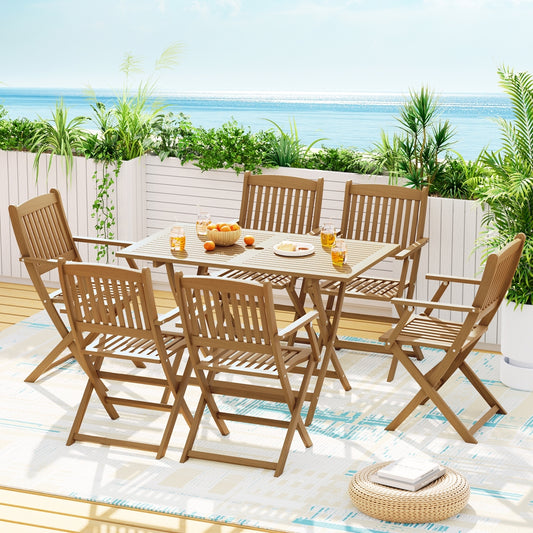 Gardeon Outdoor Dining Set 7pc Wooden Table Chairs Foldable