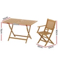 Gardeon Outdoor Dining Set 7pc Wooden Table Chairs Foldable