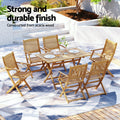 Gardeon Outdoor Dining Set 7pc Wooden Table Chairs Foldable