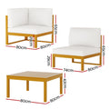 Gardeon 4-Seater Outdoor Sofa Set 5PCS Wooden Lounge Garden Furniture