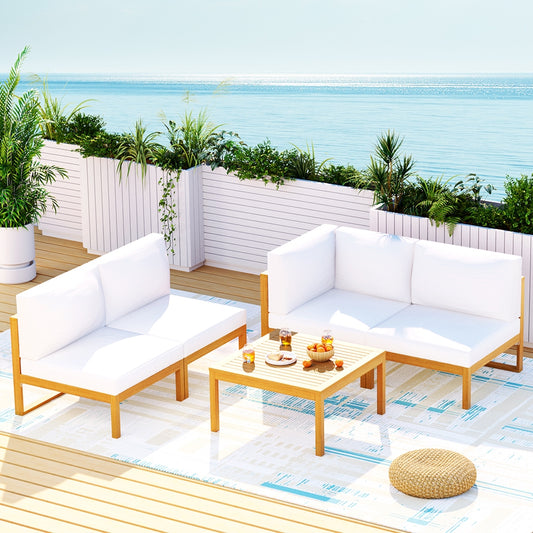 Gardeon 4-Seater Outdoor Sofa Set 5PCS Wooden Lounge Garden Furniture