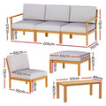 Gardeon 5 Seater Outdoor Lounge Setting Wooden 6 Piece Set