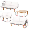 Gardeon 5 Seater Outdoor Sofa Set Wooden Lounge Aluminium Frame