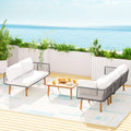 Gardeon 5 Seater Outdoor Sofa Set Wooden Lounge Aluminium Frame