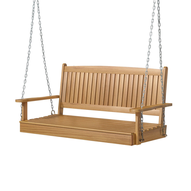Gardeon 2 Seat Porch Swing Chair Wooden Teak Outdoor Bench w/ Chain