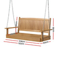 Gardeon 2 Seat Porch Swing Chair Wooden Teak Outdoor Bench w/ Chain