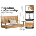 Gardeon 2 Seat Porch Swing Chair Wooden Teak Outdoor Bench w/ Chain