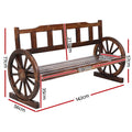 Gardeon 3 Seater Wooden Garden Bench Wagon Chair Patio Furniture