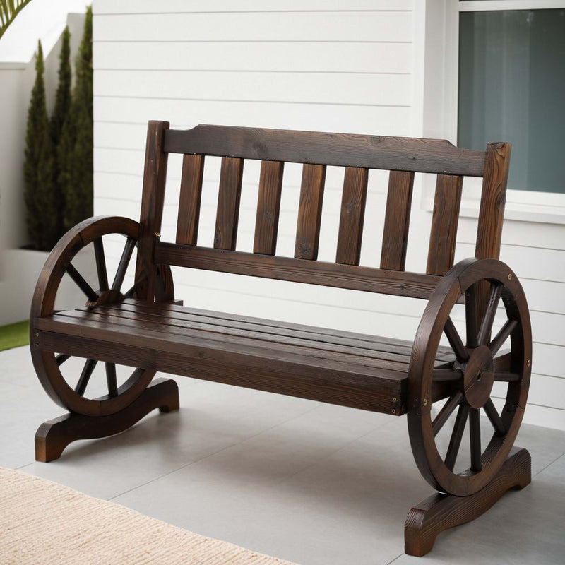 Gardeon 2 Seater Wooden Garden Bench Brown Patio Outdoor Wagon Chair
