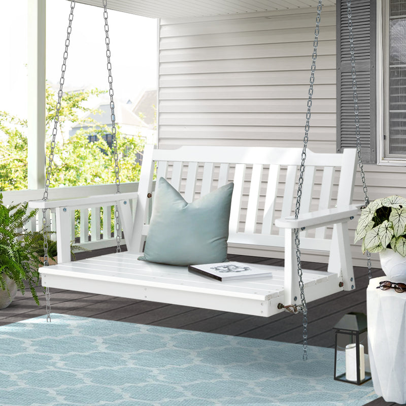 Gardeon Porch Swing Chair Wooden White Garden Outdoor Furniture