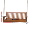 Gardeon 2 Seat Wooden Porch Swing Chair with Cup Holder