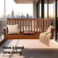 Gardeon 2 Seat Wooden Porch Swing Chair with Cup Holder
