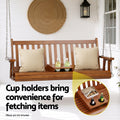 Gardeon 2 Seat Wooden Porch Swing Chair with Cup Holder