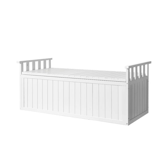 Gardeon Outdoor Storage Bench 129cm Wooden Garden Box White XL