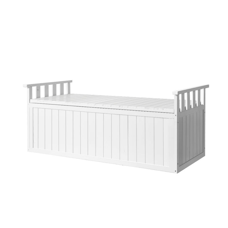 Gardeon Outdoor Storage Bench 129cm Wooden Garden Box White XL
