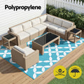 Gardeon Outdoor Rug 274x366cm Reversible Area Mat Light Blue