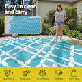 Gardeon Outdoor Rug 274x366cm Reversible Area Mat Light Blue