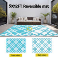 Gardeon Outdoor Rug 274x366cm Reversible Area Mat Light Blue