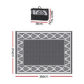 Gardeon Outdoor Rugs 274x366cm Large Carpet Reversible PP Dual-Sided Area Mat Patio Rug Grey