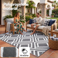 Gardeon Outdoor Rugs 274x366cm Reversible PP Dual-Sided Area Mat Large Carpet Patio Rug Grey