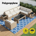 Gardeon Outdoor Rug 274x366cm Large Reversible Blue Patio Carpet