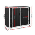 Gardeon Outdoor Storage Box 1164L Garden Shed 5 Wheels Lockable Cabinet Tool Organizer Dark Grey