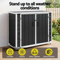 Gardeon Outdoor Storage Box 1164L Garden Shed 5 Wheels Lockable Cabinet Tool Organizer Dark Grey