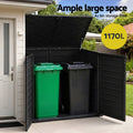 Gardeon 1170L Outdoor Storage Box Lockable Cabinet Black