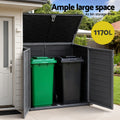 Gardeon 1170L Outdoor Storage Box Grey Lockable Cabinet Shed