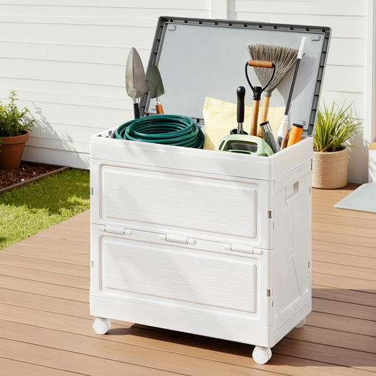 Gardeon 159L Outdoor Storage Box Stackable Cupboard Wheels
