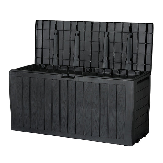 Gardeon 220L Outdoor Storage Box Black Lockable Garden Deck Shed