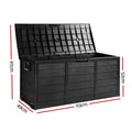 Gardeon 290L Outdoor Storage Box Lockable Black Garden Deck