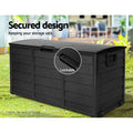 Gardeon 290L Outdoor Storage Box Lockable Black Garden Deck