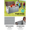 Gardeon 290L Outdoor Storage Box Lockable Brown Deck Garden Shed
